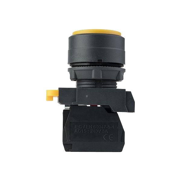 Кнопка выпирающая SB-35 с фиксацией 1NC желтая IP65 EKF