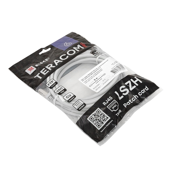 Патч-корд TERACOM PRO Cat.6 экранированный FTP оболочка LSZH серый (5,0м)