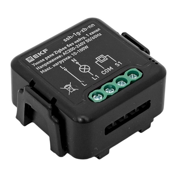 Умное реле в подрозетник 1-канальное без нейтрали Zigbee EKF Connect Select