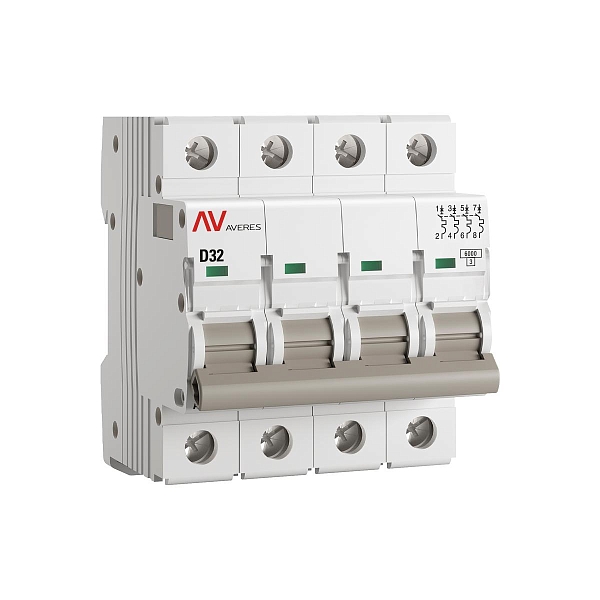 Выключатель автоматический AV-6 4P 32A (D) 6kA EKF AVERES
