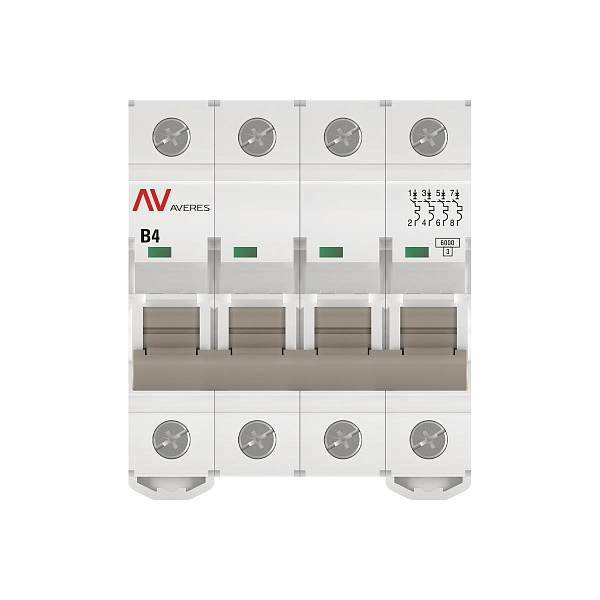 Выключатель автоматический AV-6 4P 4A (B) 6kA EKF AVERES