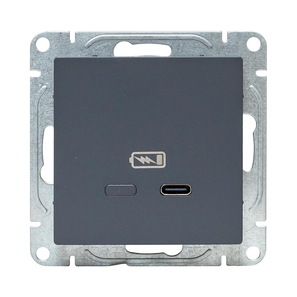 Механизм розетки USB-С, быстрая, графит Эпика EKF