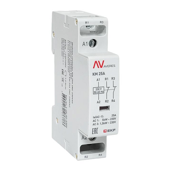 Контактор модульный КМ 25А 2NC 230В АС (1 мод.) AVERES EKF