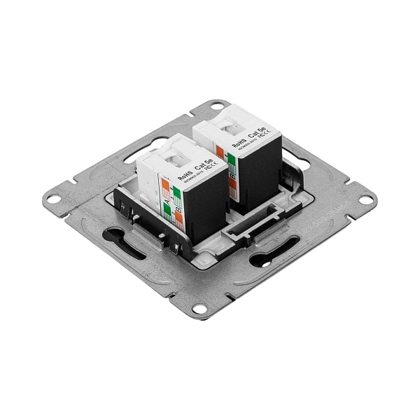 Механизм розетки RJ45 - 2шт, (cat5), чёрный Эпика EKF