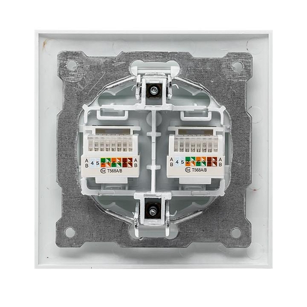Валенсия розетка компьютерная RJ-45 2-местная белая EKF
