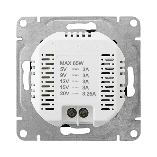 Механизм розетки USB-С, быстрая, чёрная Эпика EKF