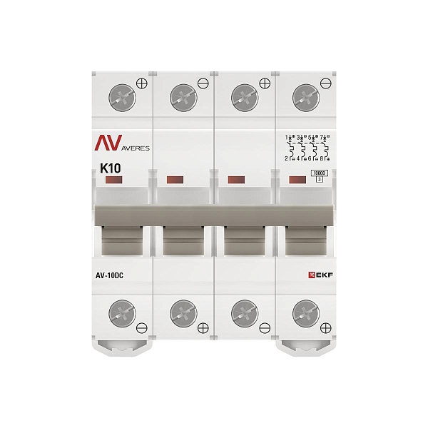 Выключатель автоматический AV-10 DC 4P 10A (K) 10kA EKF AVERES