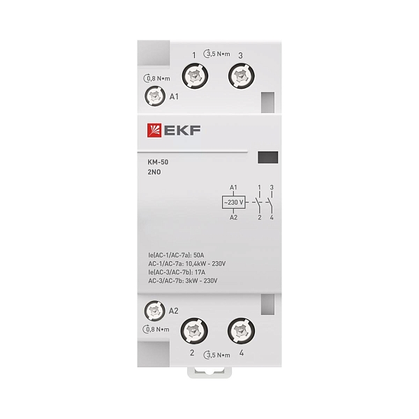 Контактор модульный КМ 50А 2NO 230В АС (2 мод.) PROXIMA EKF