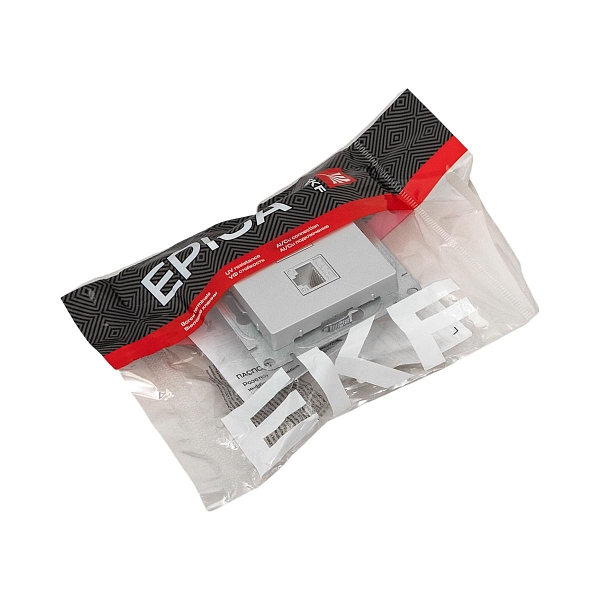 Механизм розетки HDMI+RJ45 (cat5), алюминий Эпика EKF
