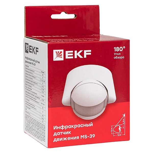 ИК датчик движения наст. 1200Вт 180гр. до 12м IP44 MS-39 EKF PROxima