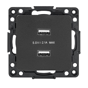 Стокгольм Механизм Розетки USB 2-местной 2,1А винтовые клеммы черный EKF
