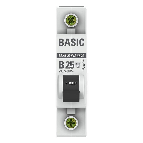 Автоматический выключатель ВА 47-29 1P 25А (B) 4,5кА BASIC