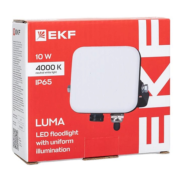 Прожектор светодиодный СДО-4001 10Вт 4000К IP65 с равномерной засветкой LUMA EKF