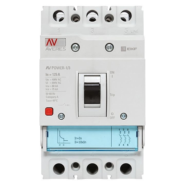 Выключатель автоматический в литом корпусе AV-POWER-1/3 125А 80кА TR EKF