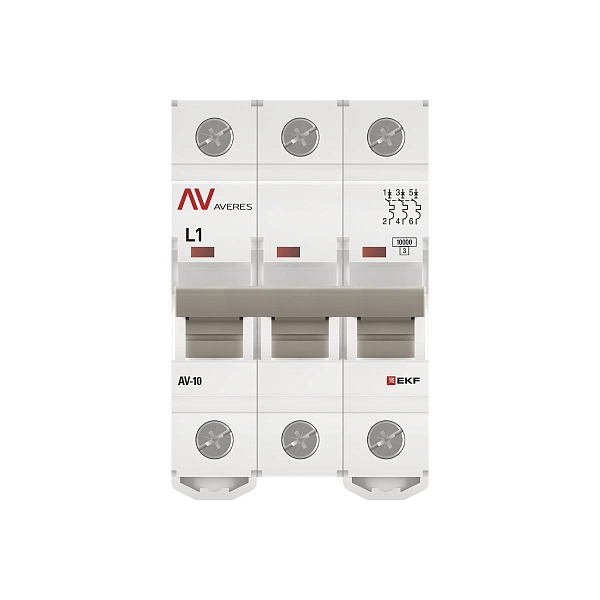 Выключатель автоматический AV-10 3P 1A (L) 10kA EKF AVERES
