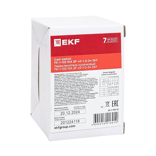 Переключатель кулачковый ПК-1-102 10А 2P «0-1-2-3» EKF PROxima