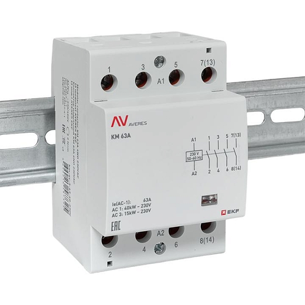 Контактор модульный КМ 63А 4NO 230В АС (3 мод.) AVERES EKF