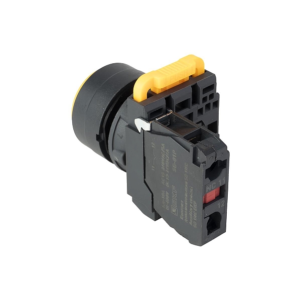 Кнопка выпирающая SB-35 с фиксацией 1NC желтая IP65 EKF