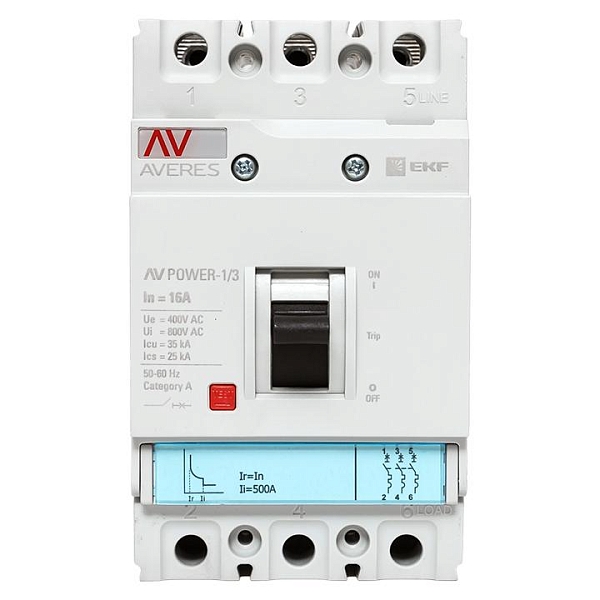 Выключатель автоматический в литом корпусе AV-POWER-1/3 16А 35кА TR EKF