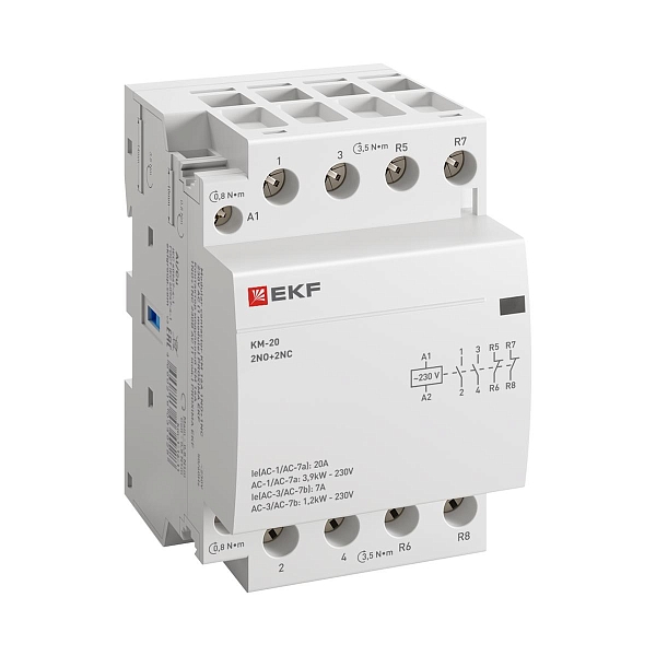 Контактор модульный КМ 20А 2NO+2NC 230В АС (3 мод.) PROXIMA EKF