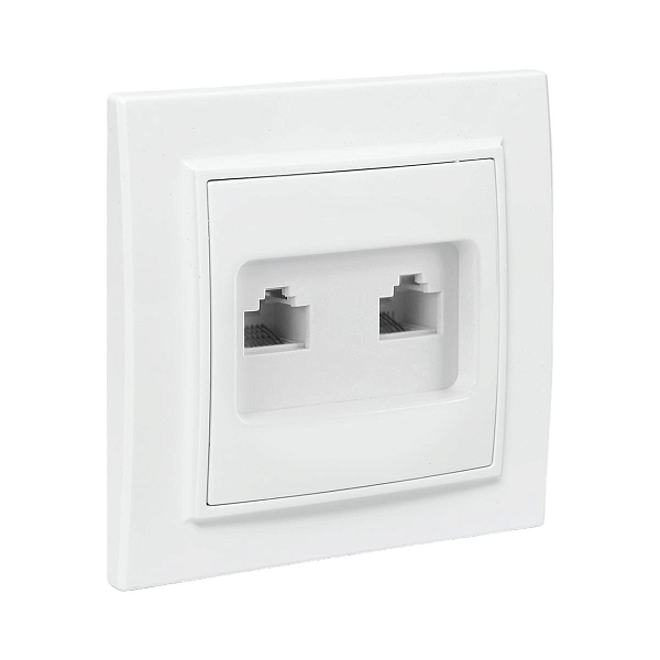 Розетка RJ-45 2-местная СП Минск белая EKF
