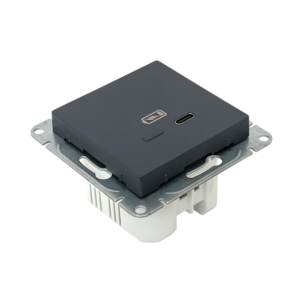 Механизм розетки USB-С, быстрая, графит Эпика EKF