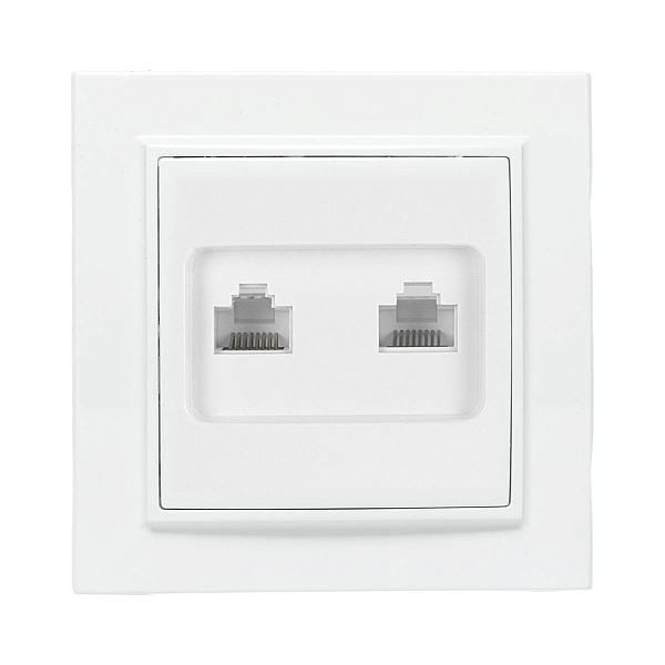 Розетка RJ-45 2-местная СП Минск белая EKF