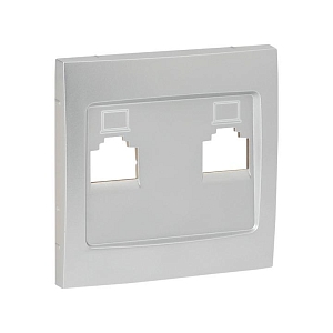 Валенсия лицевая панель розетки RJ-45 2-местная сталь EKF
