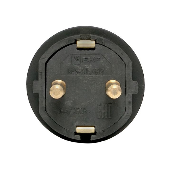 Вилка угловая каучуковая с кольцом 230В 2P+PE 16A IP44 EKF Марс