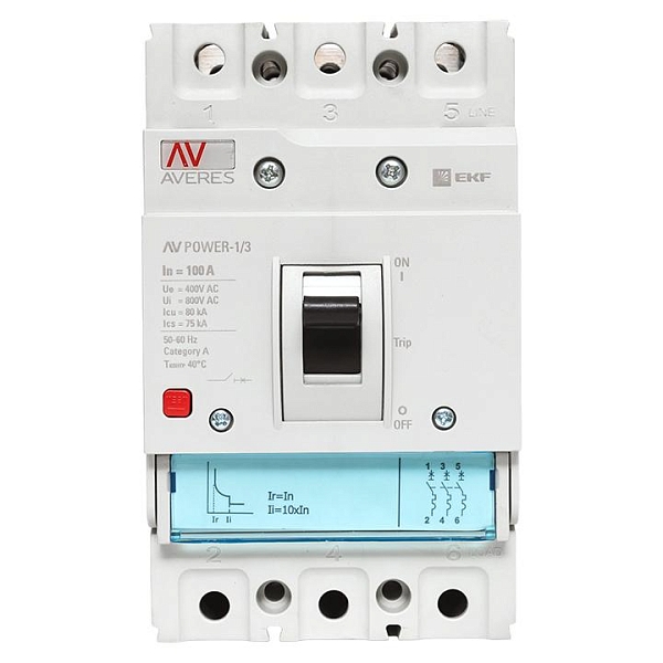 Выключатель автоматический в литом корпусе AV-POWER-1/3 100А 80кА TR EKF