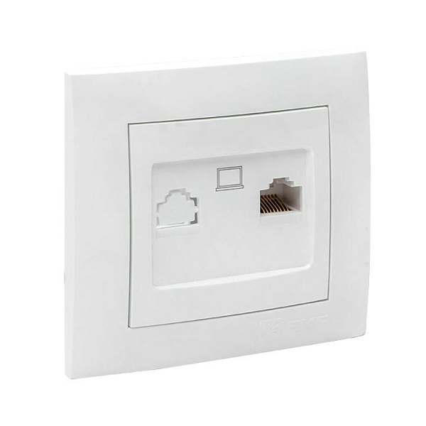 Валенсия розетка компьютерная RJ-45 1-местная белая EKF