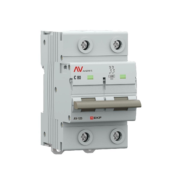 Выключатель автоматический AV-125 2P 80A (D) 10kA EKF AVERES